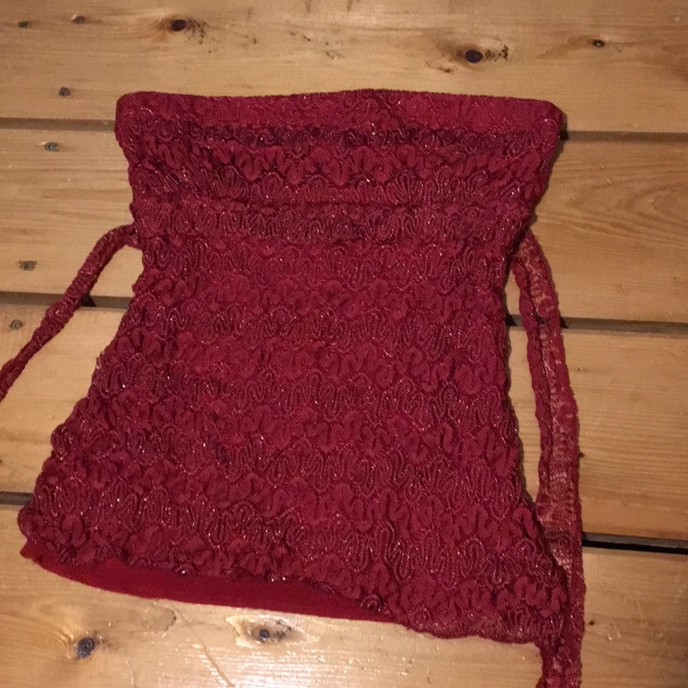 Milk couture Strapless red lace top